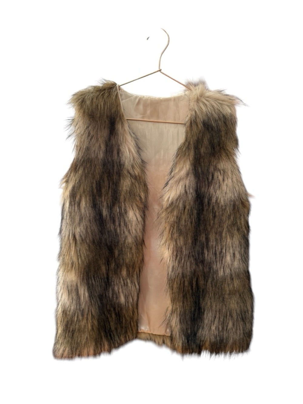 Women’s Size Medium Faux Fur Vest in Multi-Tone Brown